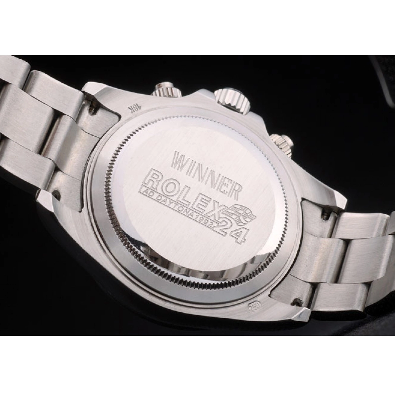 MiroTime 0709 Rolex Daytona Cosmograph Rainbow Crystals Bezel Stainless Steep Strap Black Dial 80250